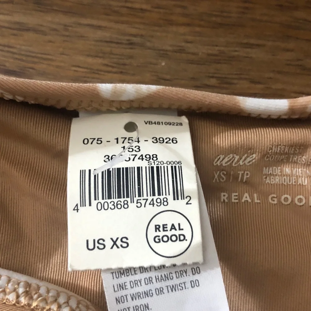 aerie Tan White & Yellow Bikini Bottoms